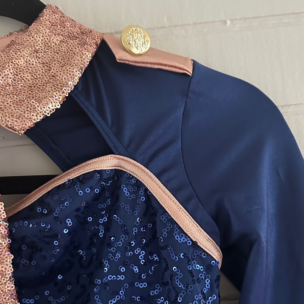 Weissman Navy and Rose Gold Sequin Dance Costume - Picture 4 of 10